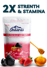 Shilaras Pure Himalayan Shilajit Honey Snaps with Strawberry for both Men & Women | 7 Sachets | 600mg Pure Shilajit per Sachet/Snap | Boost Strength, Stamina and Energy | 100% Ayurvedic
