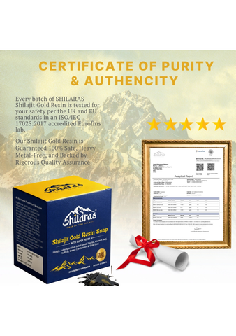 Shilaras Pure Himalayan Shilajit Gold Resin Snaps/ Cards with Super Herbs for both Men & Women | Pack of 30 Snaps | 400mg Pure Shilajit | 24K Gold | 2x Strength & Stamina | 100% Ayurvedic | 75%+ Fulvic Acid | 85+Trace Minerals