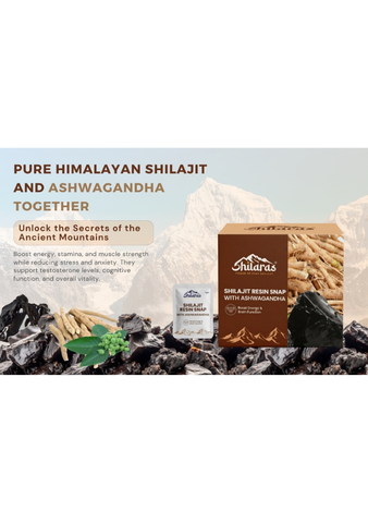 Shilaras Pure Himalayan Shilajit Resin Snaps/Cards with Ashwagandha for both Men & Women | Pack of 30 Snaps | 500mg Pure Shilajit with 500mg Ashwagandha per Snap |  Boost Energy & Brain Function |  75%+ Fulvic Acid | 85+Trace Minerals