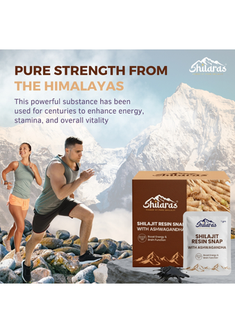 Shilaras Pure Himalayan Shilajit Resin Snaps/Cards with Ashwagandha for both Men & Women | Pack of 30 Snaps | 500mg Pure Shilajit with 500mg Ashwagandha per Snap |  Boost Energy & Brain Function |  75%+ Fulvic Acid | 85+Trace Minerals